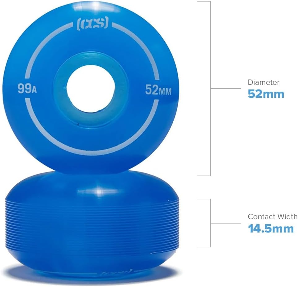 image:imageCCS Clear Skateboard Wheels Bundle Professional Grade Polyurethane Size 52mm 99A Durometer 18 Riser Pads amp Skate Tool Included BlueBlue