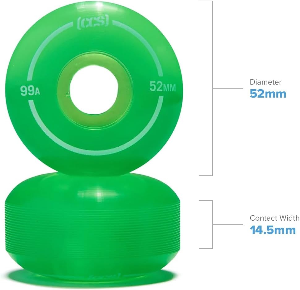 image:imageCCS Clear Skateboard Wheels Bundle Professional Grade Polyurethane Size 52mm 99A Durometer 18 Riser Pads amp Skate Tool Included BlueGreen