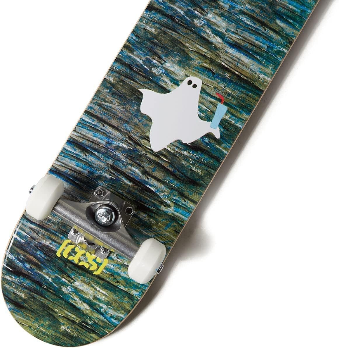image:imageCCS Mini Skateboard for Kids amp Youth 7 Wide Maple Wood Fully Assembled with Skate Tool amp Stickers Boys amp GirlsGhost