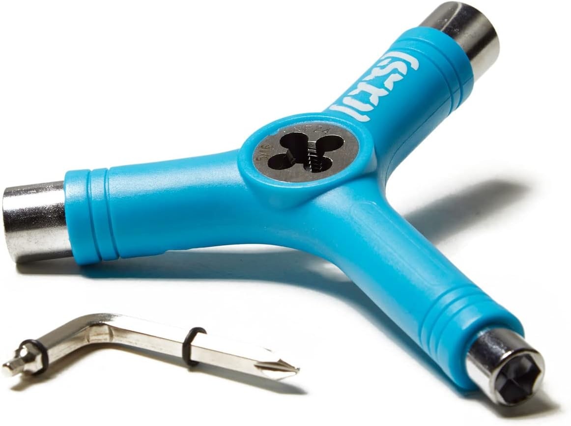 image:imageCCS Skateboard Tool All in One T Tool Metal T Tool WGrip File or Y Tool WRethreaderBlue Rethreader