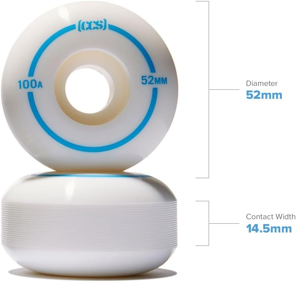 image:imageCCS Skateboard Wheels 52mm Set of 4 Blue Steel Bearings ABEC 7 Skate ToolWhite