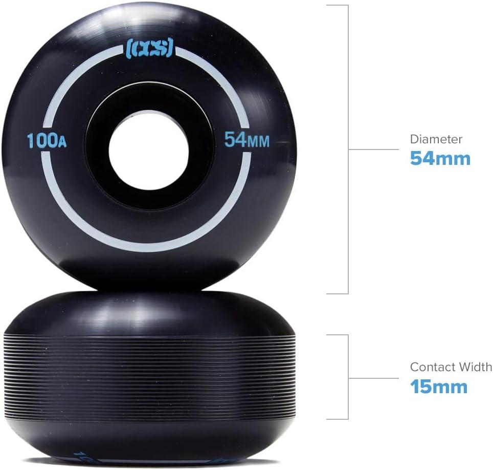 image:imageCCS Skateboard Wheels Professional Grade Polyurethane 100A Durometer Sizes 52mm 53mm 54mm amp 56mm Set of 4Black