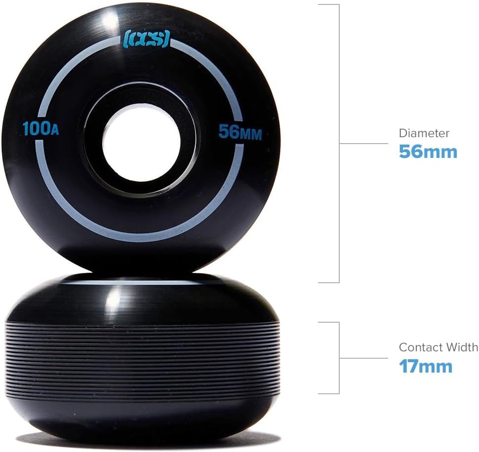 image:imageCCS Skateboard Wheels Professional Grade Polyurethane 100A Durometer Sizes 52mm 53mm 54mm amp 56mm Set of 4Black