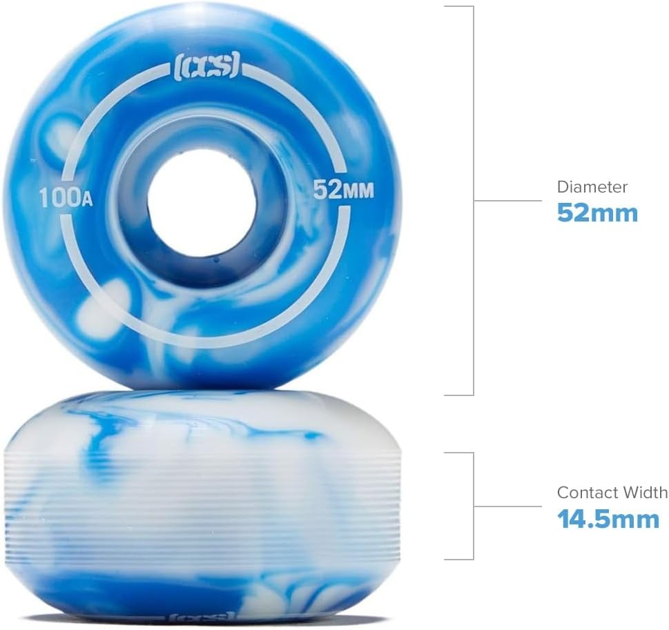 image:imageCCS Skateboard Wheels Professional Grade Polyurethane 100A Durometer Sizes 52mm 53mm 54mm amp 56mm Set of 4Blue Swirl