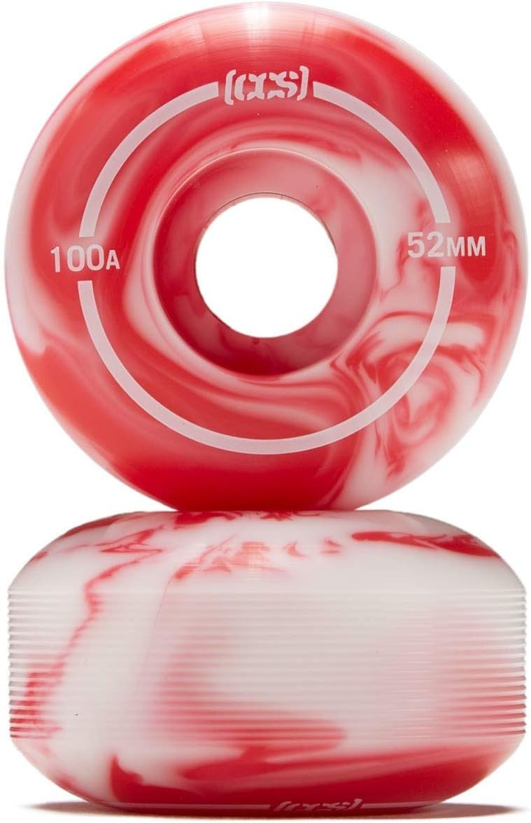 image:imageCCS Skateboard Wheels Professional Grade Polyurethane 100A Durometer Sizes 52mm 53mm 54mm amp 56mm Set of 4Red Swirl