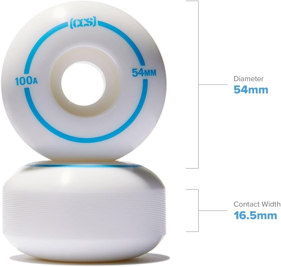 image:imageCCS Skateboard Wheels Professional Grade Polyurethane 100A Durometer Sizes 52mm 53mm 54mm amp 56mm Set of 4White