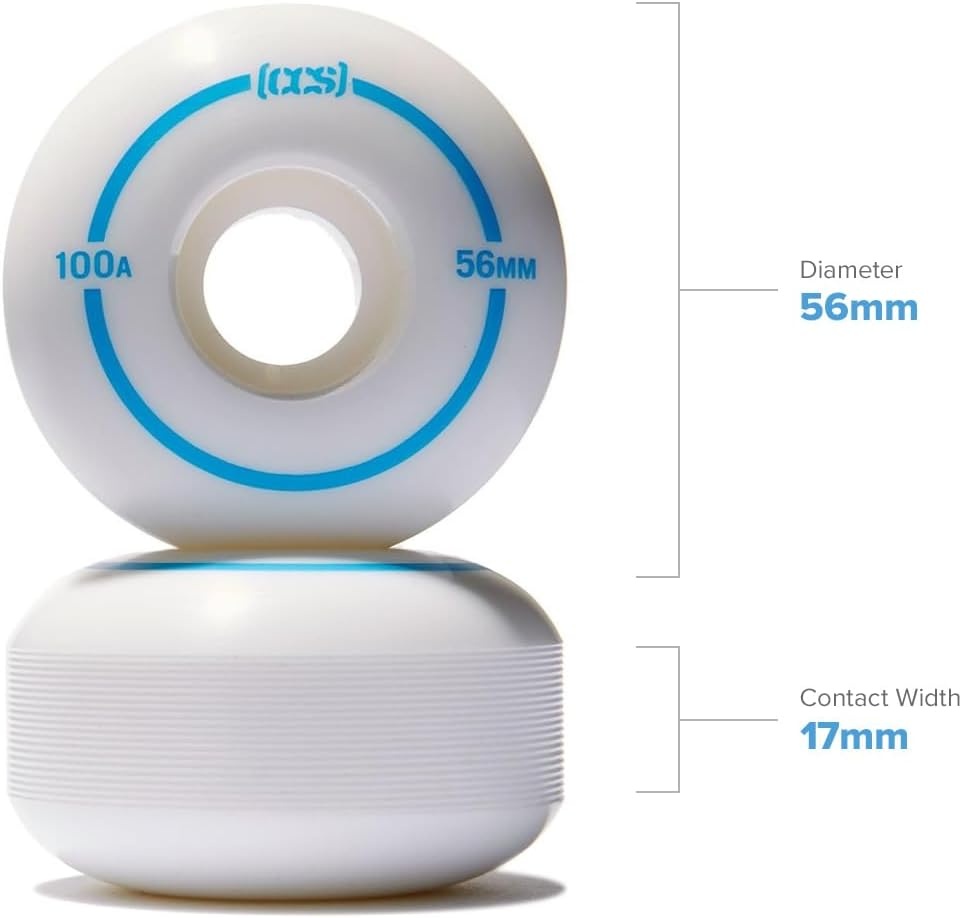 image:imageCCS Skateboard Wheels Professional Grade Polyurethane 100A Durometer Sizes 52mm 53mm 54mm amp 56mm Set of 4White