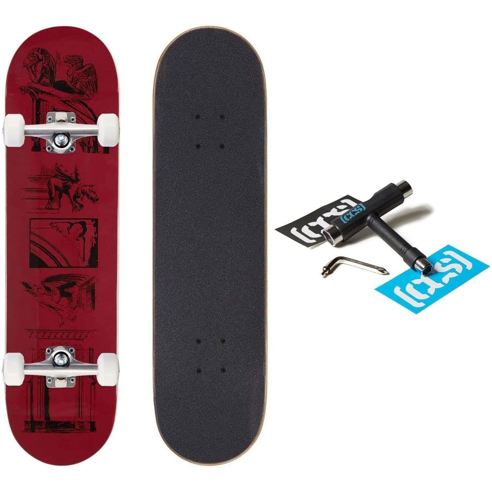 image:imageCCS Gothic Series Skateboard Complete  Maple Wood  Professional Grade  Fully Assembled with Skate Tool amp Stickers  Adults Kids Teens Youth  Boys amp GirlsGargoyle Red
