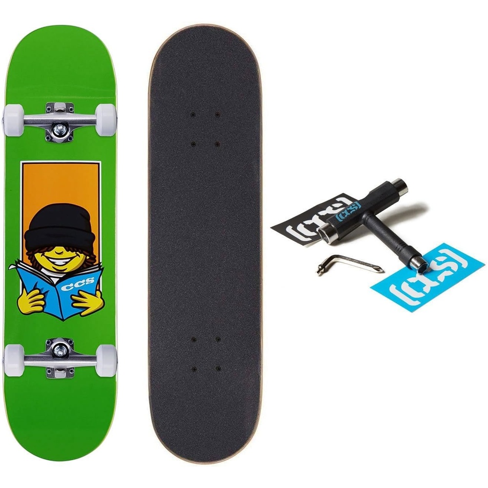 image:imageCCS Graphic Skateboard Complete  Maple Wood  Professional Grade  Fully Assembled with Skate Tool amp Stickers  Adults Kids Teens Youth  Boys amp GirlsCatalog Kid Green