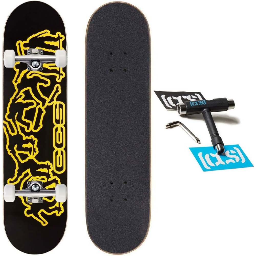 image:imageCCS Graphic Skateboard Complete  Maple Wood  Professional Grade  Fully Assembled with Skate Tool amp Stickers  Adults Kids Teens Youth  Boys amp GirlsKickflip 2000 Black