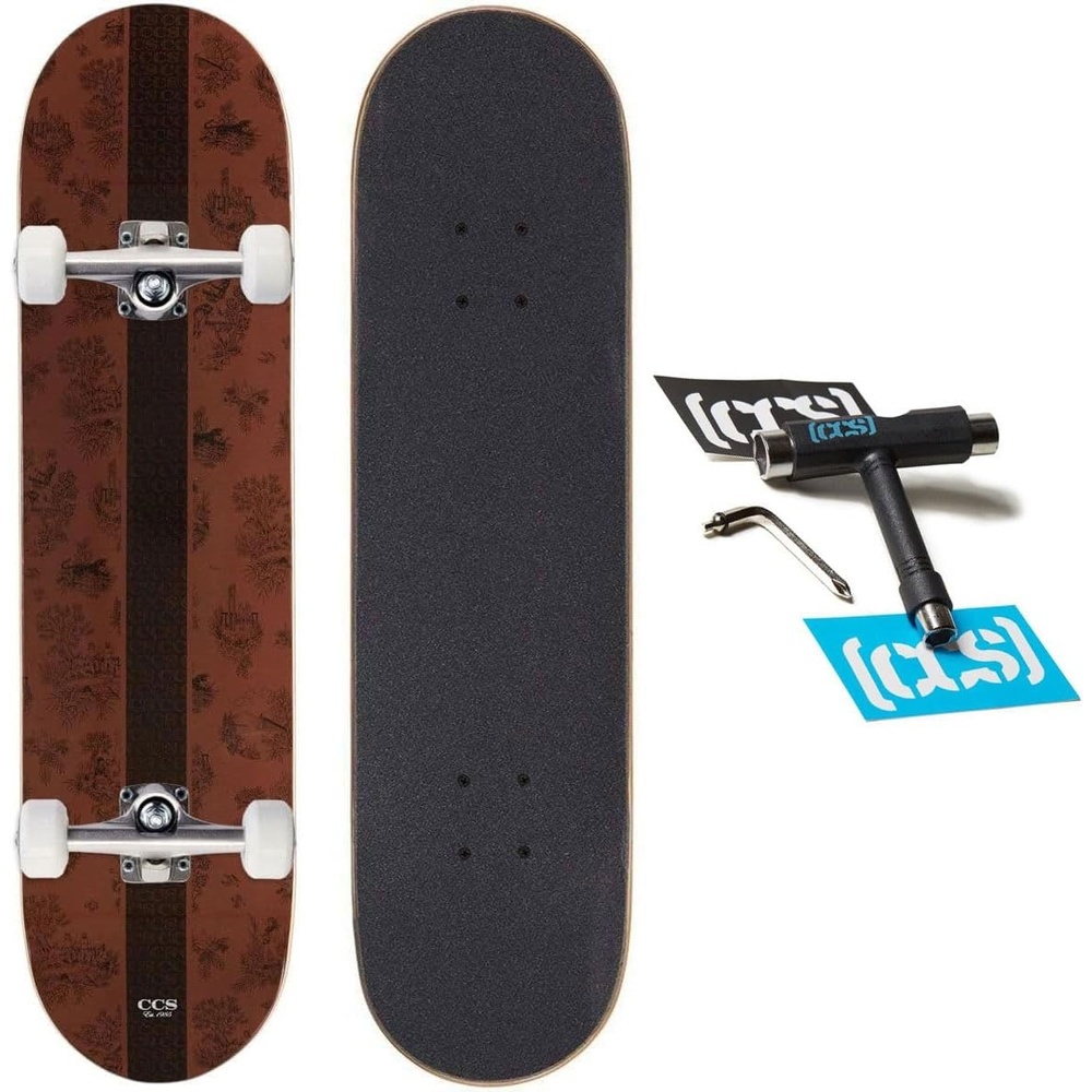 image:imageCCS Graphic Skateboard Complete Maple Wood Professional Grade Fully Assembled with Skate Tool amp Stickers Adults Kids Teens Youth Boys amp GirlsToile Brown Root