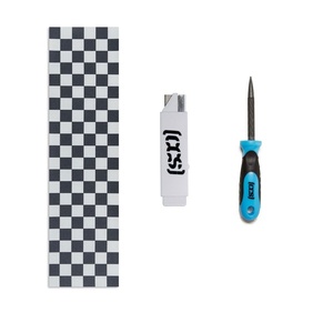 [CCS] Black Grip Tape with 2-in-1 File Tool and Razor Blade(Checkerboard Black/White)