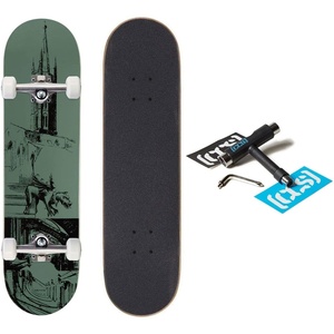 [CCS] Gothic Series Skateboard Complete | Maple Wood | Professional Grade | Fully Assembled with Skate Tool & Stickers | Adults, Kids, Teens, Youth | Boys & Girls(Cathedral Olive)