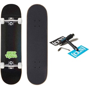 [CCS] Graphic Skateboard Complete | Maple Wood | Professional Grade | Fully Assembled with Skate Tool & Stickers | Adults, Kids, Teens, Youth | Boys & Girls(Cheap Skates Tag Glitter Black)