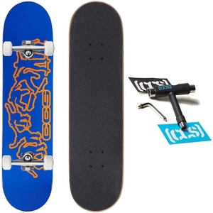 [CCS] Graphic Skateboard Complete | Maple Wood | Professional Grade | Fully Assembled with Skate Tool & Stickers | Adults, Kids, Teens, Youth | Boys & Girls(Kickflip 2000 Blue)