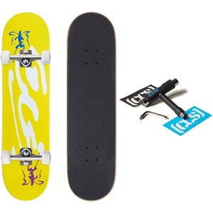 [CCS] Graphic Skateboard Complete | Maple Wood | Professional Grade | Fully Assembled with Skate Tool & Stickers | Adults, Kids, Teens, Youth | Boys & Girls(Ink Blot Yellow)