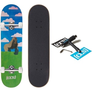 [CCS] Mini Skateboard for Kids & Youth | 7” Wide | Maple Wood | Fully Assembled with Skate Tool & Stickers | Boys & Girls(Gorilla)
