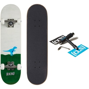 [CCS] Mini Skateboard for Kids & Youth | 7” Wide | Maple Wood | Fully Assembled with Skate Tool & Stickers | Boys & Girls(T-Rex)