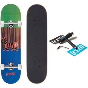 [CCS] Mini Skateboard for Kids & Youth | 7” Wide | Maple Wood | Fully Assembled with Skate Tool & Stickers | Boys & Girls(Tiger)
