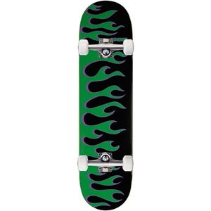 [CCS] Skateboard Complete | Maple Wood | Professional Grade | Fully Assembled with Skate Tool & Stickers | Adults, Kids, Teens, Youth | Boys & Girls(Flames Black/Green)