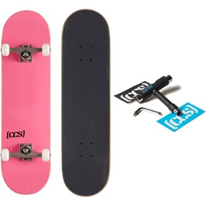 [CCS] Skateboard Complete | Maple Wood | Professional Grade | Fully Assembled with Skate Tool & Stickers | Adults, Kids, Teens, Youth | Boys & Girls(Pink)