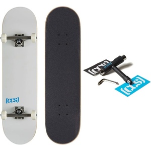 [CCS] Skateboard Complete | Maple Wood | Professional Grade | Fully Assembled with Skate Tool & Stickers | Adults, Kids, Teens, Youth | Boys & Girls(White)