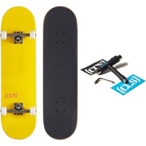 [CCS] Skateboard Complete | Maple Wood | Professional Grade | Fully Assembled with Skate Tool & Stickers | Adults, Kids, Teens, Youth | Boys & Girls(Yellow)