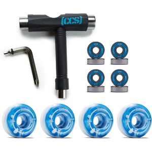 [CCS] Skateboard Wheels | 52mm | Set of 4 | Blue Steel Bearings | ABEC 7 | Skate Tool(Blue Swirl)