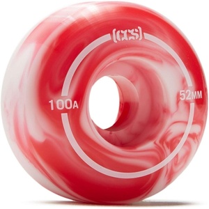 [CCS] Skateboard Wheels | Professional Grade | Polyurethane | 100A Durometer | Sizes 52mm, 53mm, 54mm, & 56mm | Set of 4(Red Swirl)