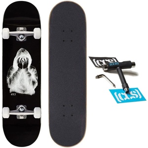 [CCS] Smile On The Surface Skateboard Complete | Maple Wood | Professional Grade | Fully Assembled with Skate Tool & Stickers | Adults, Kids, Teens, Youth | Boys & Girls(Smile on The Surface Black)